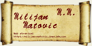 Milijan Matović vizit kartica